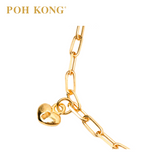 POH KONG 916/22K Gold Heart Key & Lock Bracelet With Ribbon