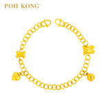 POH KONG 916/22K Yellow Gold Bear and Heart Charm Bracelet
