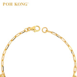 POH KONG 916/22K Gold Heart Key & Lock Bracelet With Ribbon