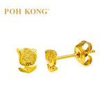 POH KONG 916/22K Yellow Gold Delicate Rose Earrings