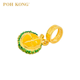 POH KONG 916/22K Yellow Gold Anggun Half Green Durian Pendant