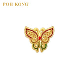 POH KONG 916/22K Yellow Gold Butterfly With Red And Green Enamel Pendant