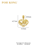 POH KONG 916/22K Yellow Gold Happy Love Dragon and Phoenix Pendant