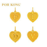 POH KONG 916/22K Gold Exquisite Heart Shape Pendant With Alphabet