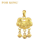 POH KONG 999/24K Yellow Gold Ruyi Lock Bell Pendant