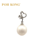 POH KONG 375/9K White Gold Three Leaf Heart Pearl Pendant