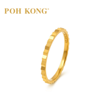 POH KONG 916/22K Yellow Gold Ridged Band Wedder Ring