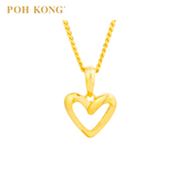 POH KONG 916/22K Yellow Gold Hollow Contour Heart Pendant