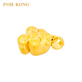 POH KONG 999/24K Yellow Gold 3D Zodiac Snake With Ruyi and Ribbon Pendant
