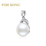 POH KONG 585/14K White Gold Pearl With Diamond Exquisite Pendant