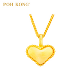 POH KONG 916/22K Yellow Gold Beaded Side Heart Pendant
