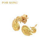 POH KONG 916/22K Gold Happy Love Elegant Swan Earrings