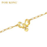POH KONG 916/22K Gold Heart Key & Lock Bracelet With Ribbon
