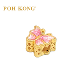 POH KONG 916/22K Yellow Gold Butterfly With Pink Enamel Pendant