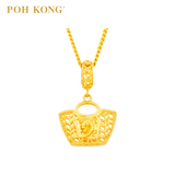 POH KONG 916/22K Yellow Gold Shopper Bag With Flower Pendant