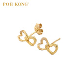 POH KONG 916/22K Yellow Gold Double Hollow Heart Earrings