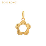 POH KONG 916/22K Gold Machined Carved Flower Pendant