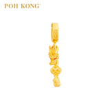 POH KONG 916/22K Yellow Gold Happy Love Dragon Charm Pendant