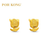 POH KONG 916/22K Yellow Gold Delicate Rose Earrings