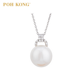 POH KONG 585/14K White Gold Pearl With Diamond Classic Pendant