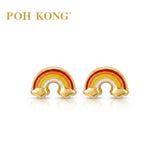 POH KONG 916/22K Yellow Gold Enamel Rainbow Stud Earrings