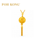POH KONG 916/22K Yellow Gold Happy Love Fortune Cloud Dragon Tassel Pendant_s