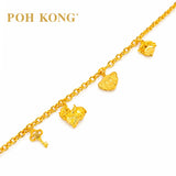POH KONG 916/22K Yellow Gold Auspicious Four Blessing Bracelet