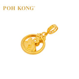POH KONG 916/22K Yellow Gold Happy Love Elegant Swan Charm Pendant