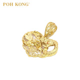 POH KONG 916/22K Yellow Gold Happy Love Dragon and Phoenix Pendant