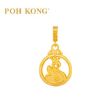 POH KONG 916/22K Yellow Gold Happy Love Elegant Swan Charm Pendant