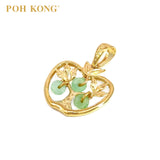 POH KONG Yellow Gold 916/22K Auspicious Prosperous Serenity Jade Pendant