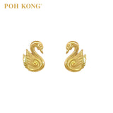 POH KONG 916/22K Gold Happy Love Elegant Swan Earrings