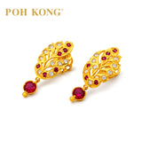POH KONG 916/22K Golden Leaf Drop Earrings