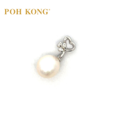 POH KONG 375/9K White Gold Three Leaf Heart Pearl Pendant
