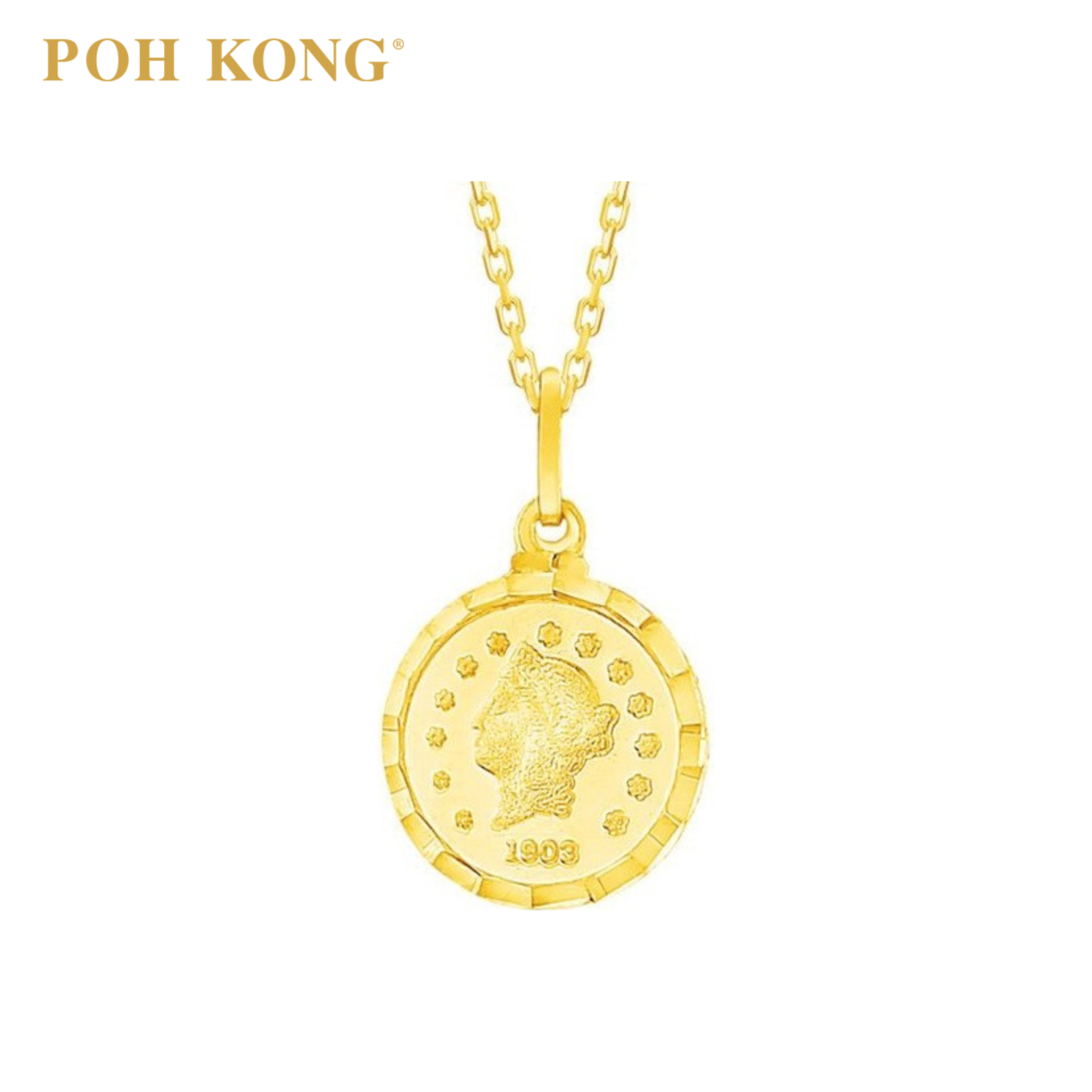 POH KONG 916/22K Yellow Gold Coin Pendant