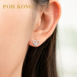 POH KONG 750/18K White Gold D'First Lustrous Heart Diamonds Earrings