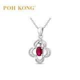 POH KONG 750/18K White Gold Ruby & Baguette Diamond Pendant