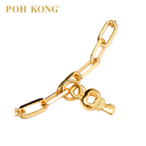 POH KONG 916/22K Gold Heart Key & Lock Bracelet With Ribbon