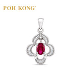 POH KONG 750/18K White Gold Ruby & Baguette Diamond Pendant
