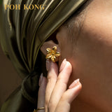 POH KONG Karya Anggun 916/22K Yellow Gold Bunga Melur Earrings