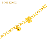 POH KONG 916/22K Yellow Gold Bear and Heart Charm Bracelet