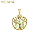 POH KONG Yellow Gold 916/22K Auspicious Prosperous Serenity Jade Pendant