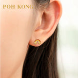 POH KONG 916/22K Yellow Gold Enamel Rainbow Stud Earrings