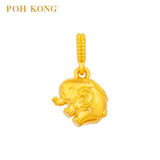 POH KONG 916/22K Yellow Gold "吉" Elephant Pendant