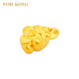 POH KONG 999/24K Yellow Gold 3D Zodiac Snake With Heart and Ribbon Pendant