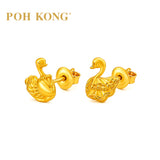 POH KONG 916/22K Yellow Gold Happy Love Swan Couture Earrings
