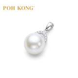 POH KONG 585/14K White Gold Pearl With Diamond Exquisite Pendant