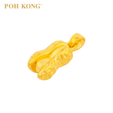 POH KONG 999/24K Yellow Gold Gaping Peanut Pendant
