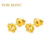 POH KONG 916/22K Yellow Gold Heart Crown Stud Earrings