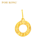 POH KONG 916/22K Yellow Gold Textured Hollow Round Pendant